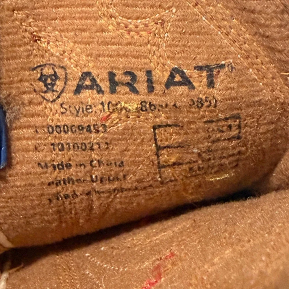 Ariat Kids Brown Blue Leather Western Cowboy Boots 10009453 Size 1